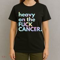 Heavy On The Fuck Cancer Tie Dye Distressed Awareness T-Shirt thumb 4