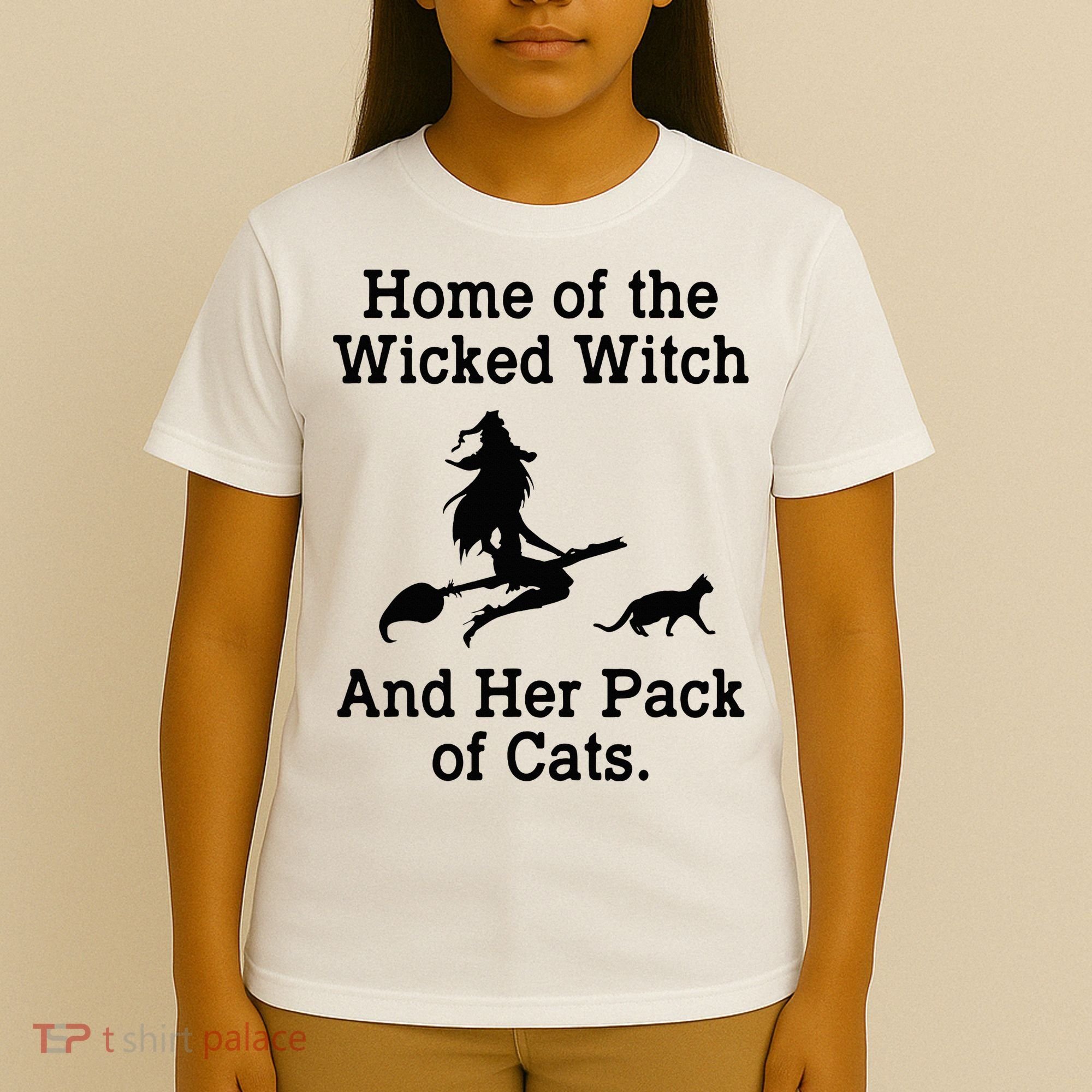 Home Of The Wicked Witch And Her Pack Of Cat Funny Halloween T-Shirt