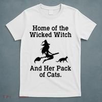 Home Of The Wicked Witch And Her Pack Of Cat Funny Halloween T-Shirt thumb 5