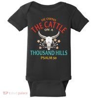 He Owns The Cattle On A Buffalo Thousand Hills Psalm 50 Baby Bodysuit thumb 0