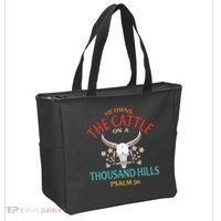 He Owns The Cattle On A Buffalo Thousand Hills Psalm 50 Tote Bag thumb 2
