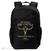 He Owns The Cattle On A Thousand Hills Bull Skull Christian Backpack thumb 0