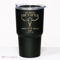 He Owns The Cattle On A Thousand Hills Bull Skull Christian Tumbler thumb 0