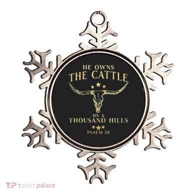 He Owns The Cattle On A Thousand Hills Bull Skull Christian Ornament