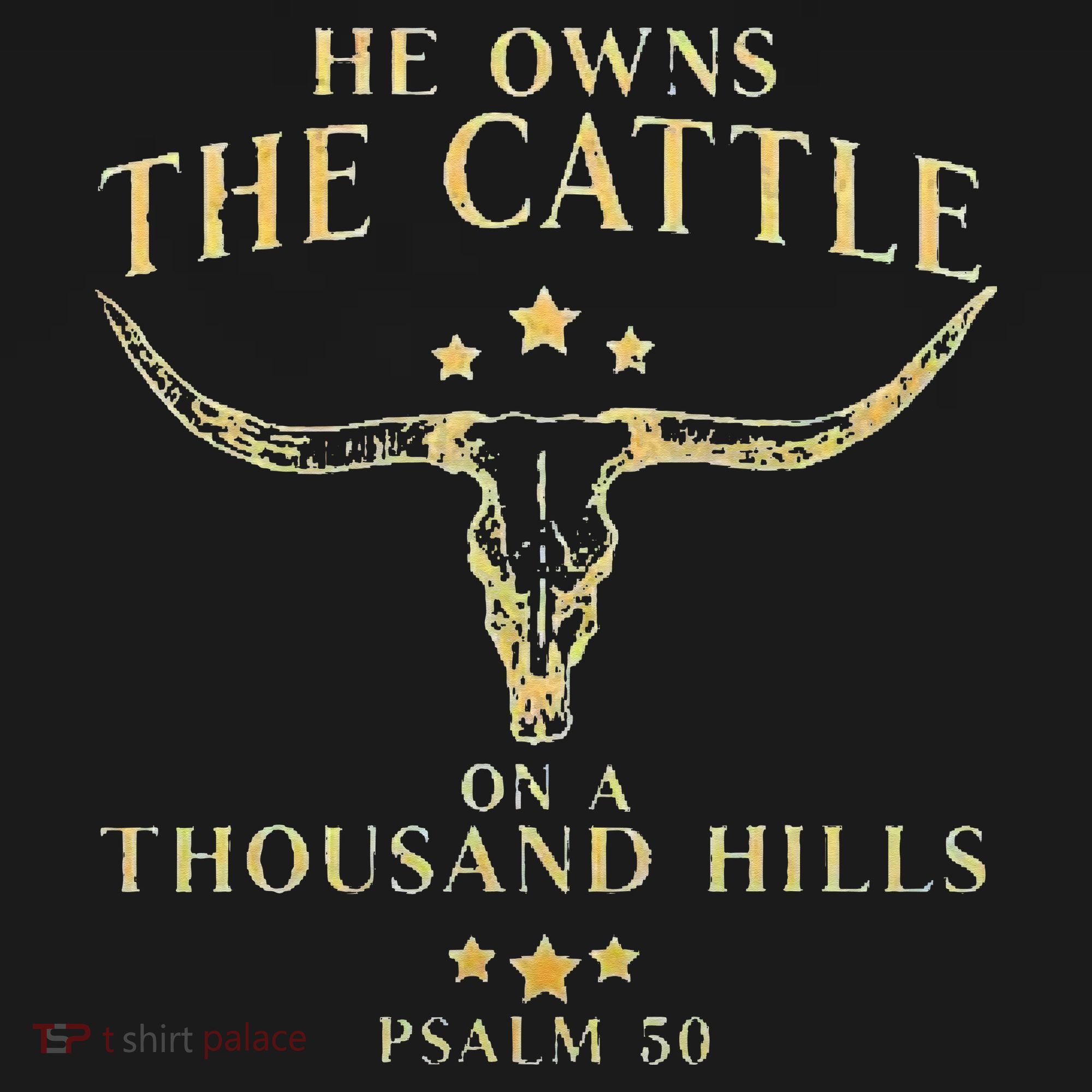 He Owns The Cattle On A Thousand Hills Bull Skull Christian Baby Bodysuit