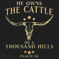 He Owns The Cattle On A Thousand Hills Bull Skull Christian Hat thumb 2