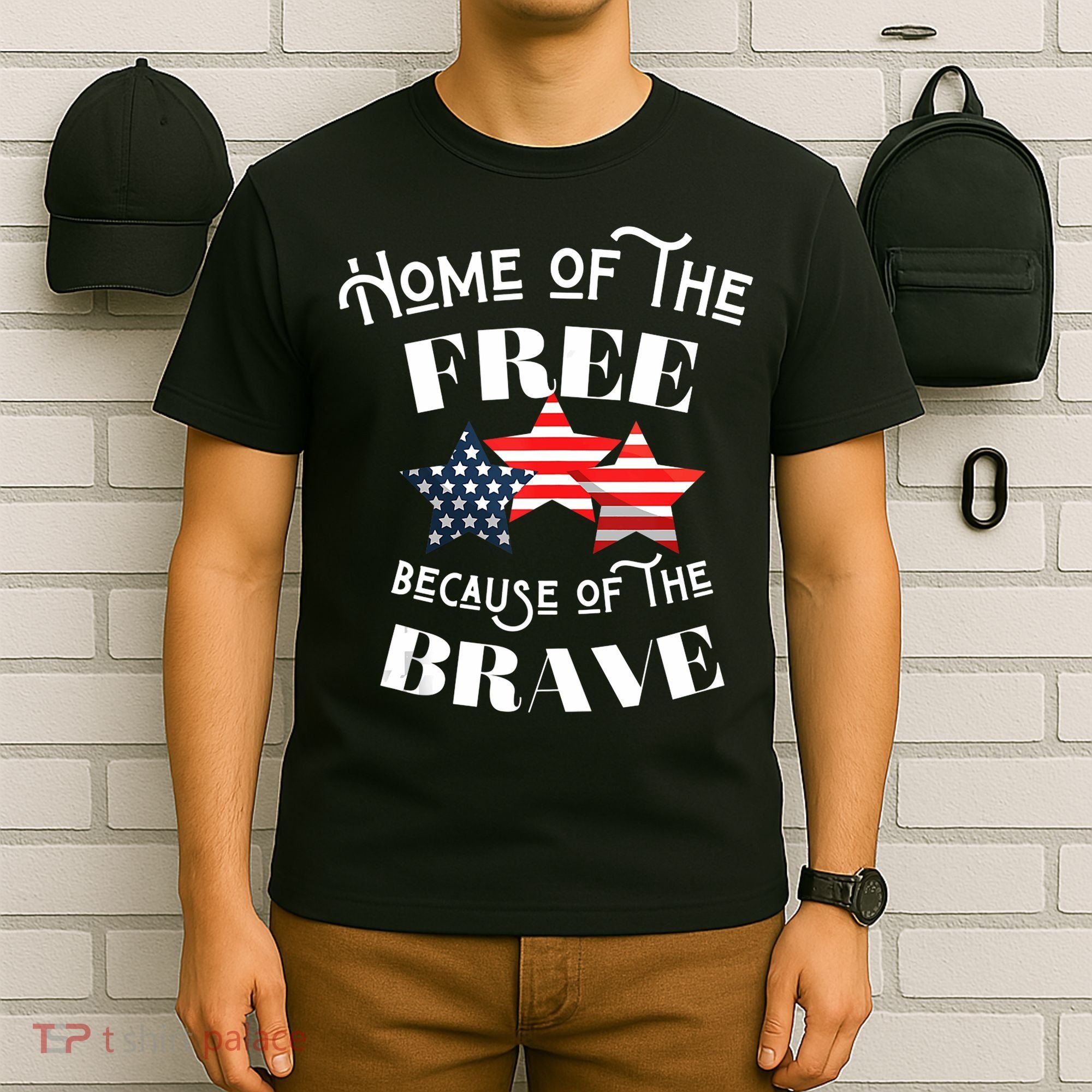 Home Of The Free Because Of The Brave Patriotic Flag T-Shirt