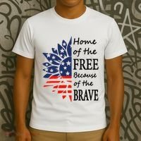 Home of the Free Because Brave 4th of July Armed Forces Day T-Shirt thumb 3