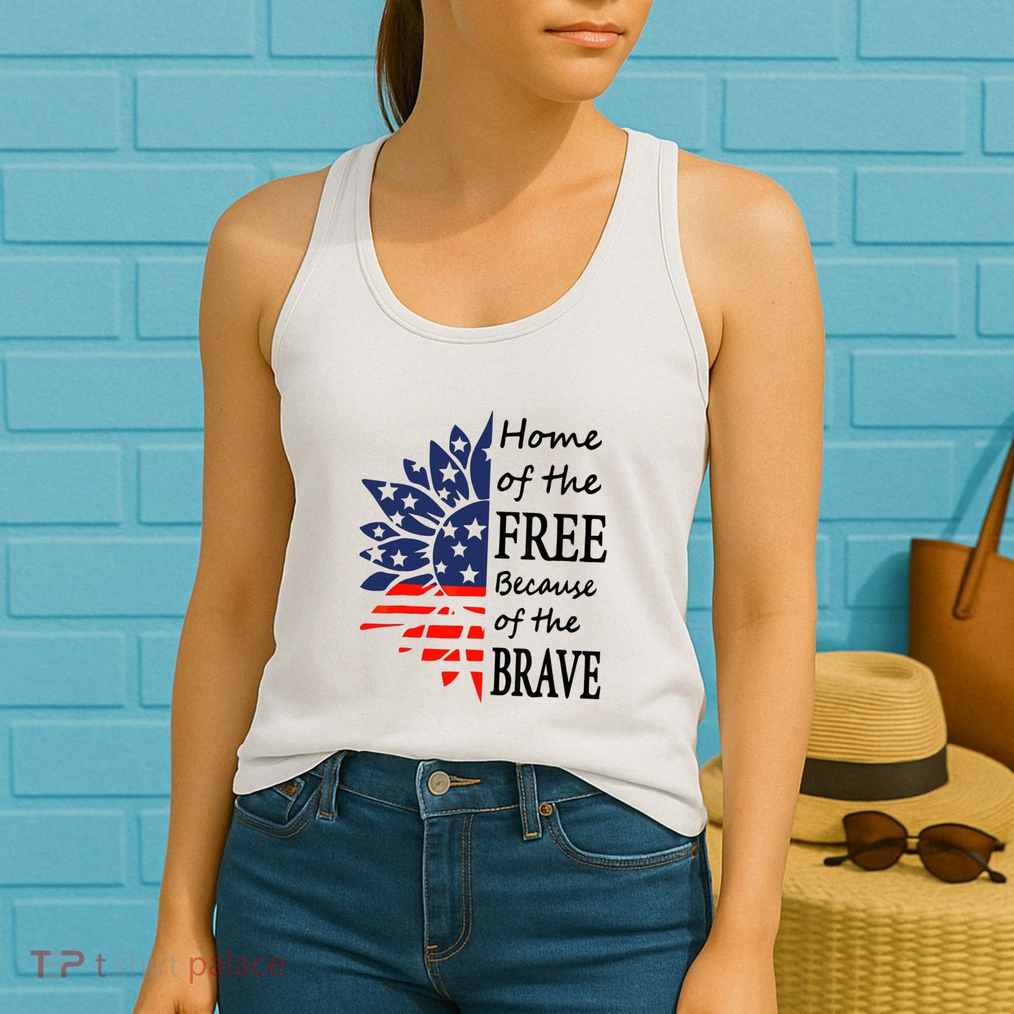 Home of the Free Because Brave 4th of July Armed Forces Day Women's Tank Top