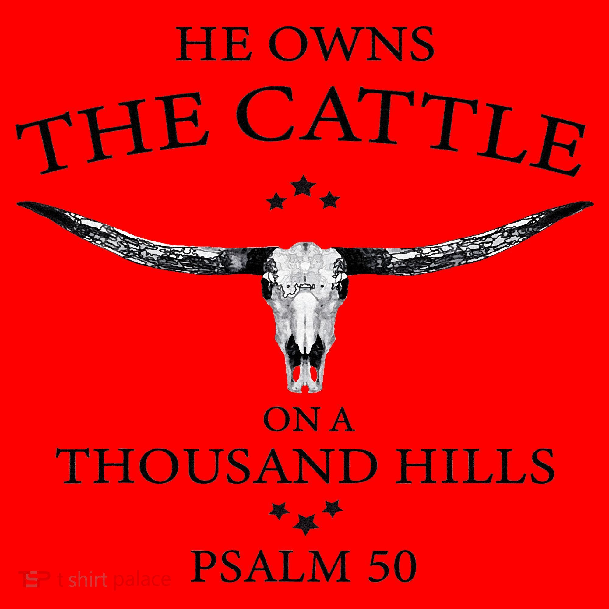 He Owns The Cattle On A Thousand Hills Bull Skull Christian Santa Hat