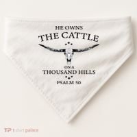He Owns The Cattle On A Thousand Hills Bull Skull Christian USA-Made Doggie Bandana thumb 0