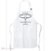 He Owns The Cattle On A Thousand Hills Bull Skull Christian Apron thumb 0