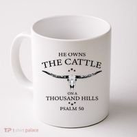 He Owns The Cattle On A Thousand Hills Bull Skull Christian Coffee Mug thumb 0