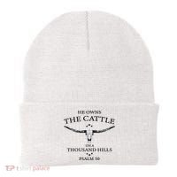 He Owns The Cattle On A Thousand Hills Bull Skull Christian Beanie thumb 0