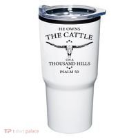 He Owns The Cattle On A Thousand Hills Bull Skull Christian Tumbler thumb 0