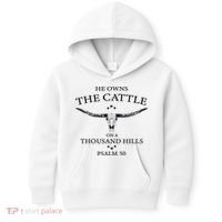 He Owns The Cattle On A Thousand Hills Bull Skull Christian Kids Hoodie thumb 0