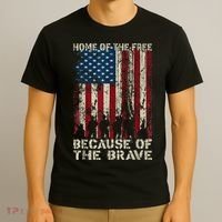 Home Of The Free Because Of The Brave American Flag T-Shirt thumb 3
