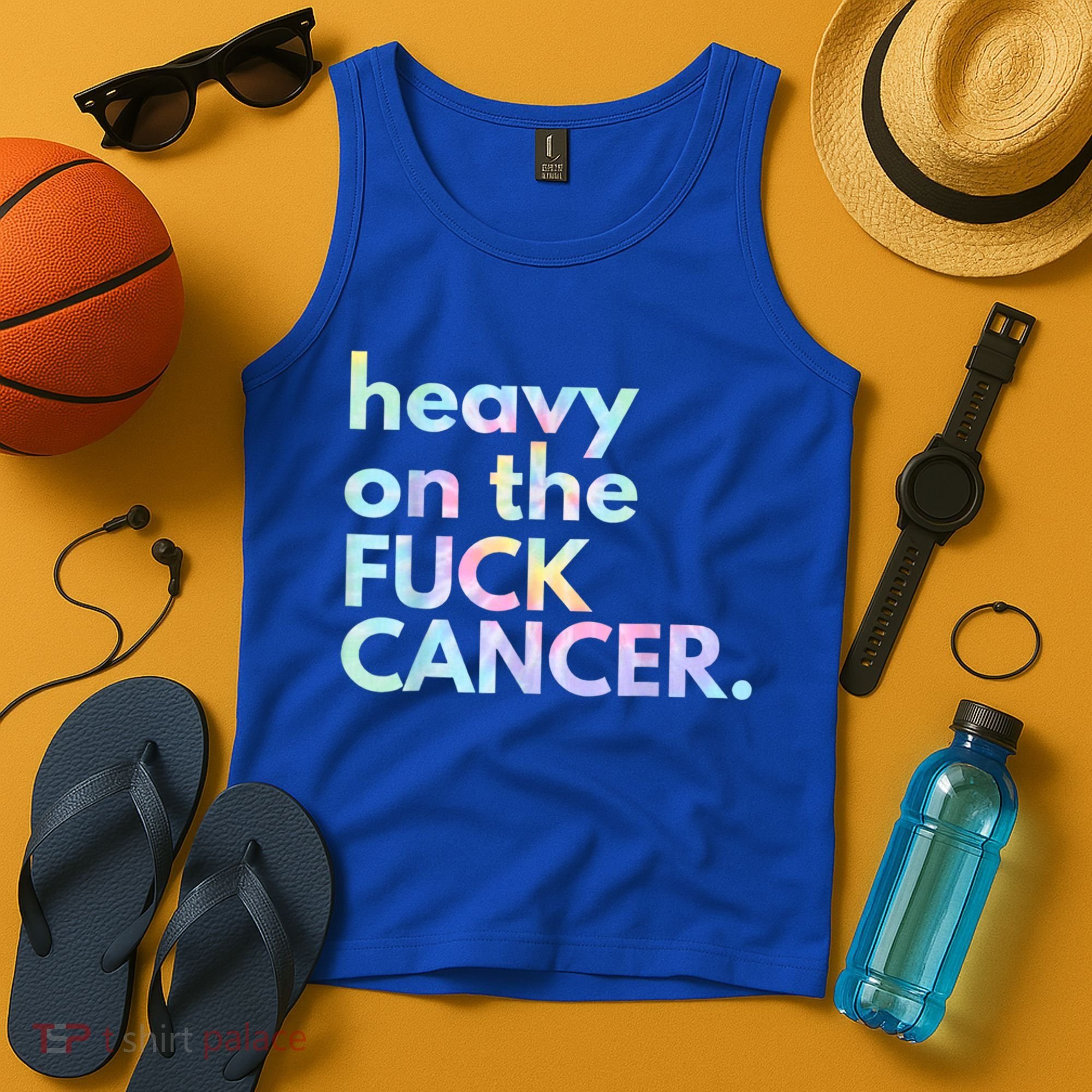 Heavy On The Fuck Cancer Tie Dye. Tank Top