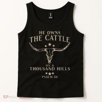 He Owns The Cattle On A Thousand Hills Psalm 50 Tank Top thumb 2