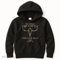 He Owns The Cattle On A Thousand Hills Psalm 50 Kids Hoodie thumb 0