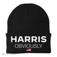 Harris Obviously Usa Flag Kamala Harris For President 2024 Beanie thumb 0