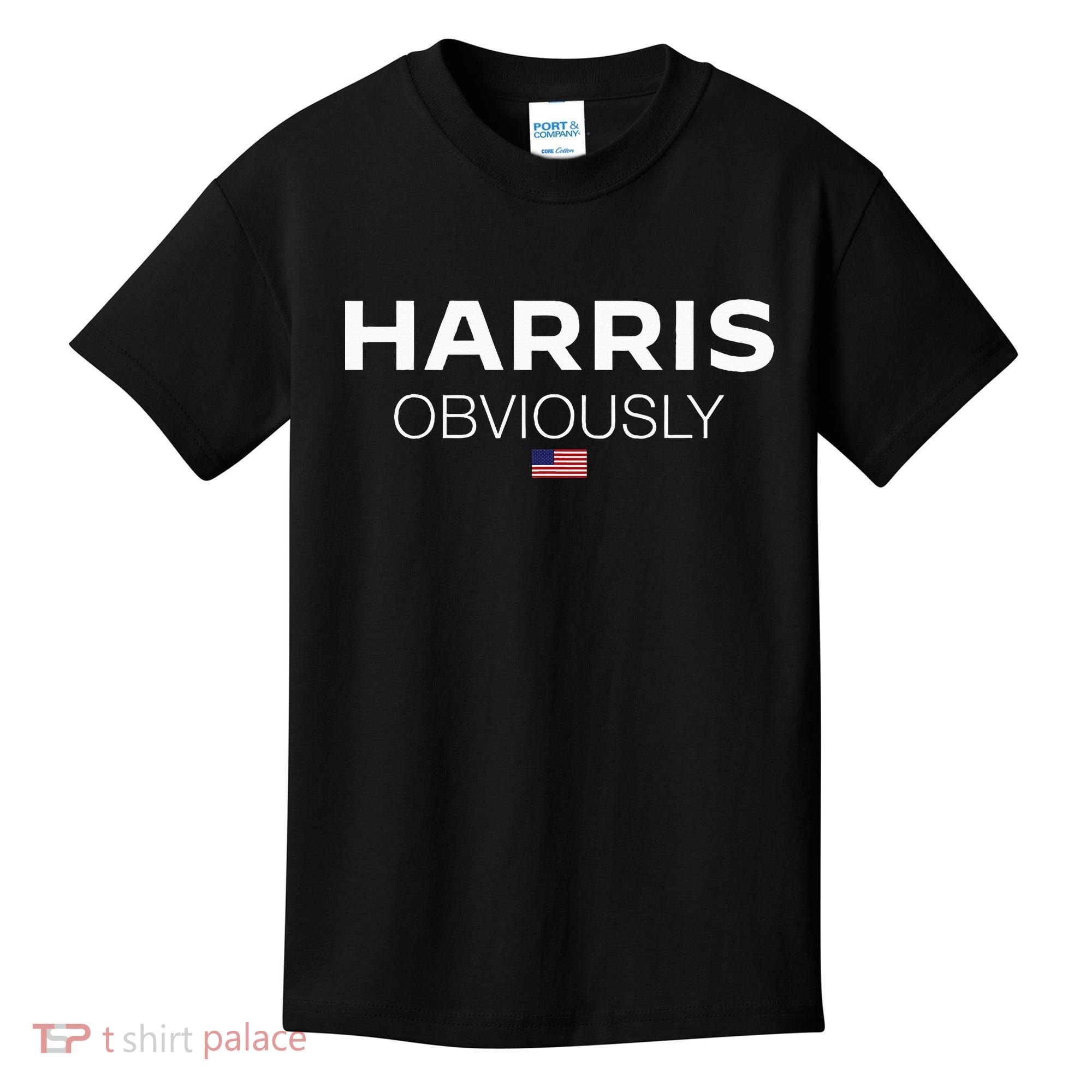Harris Obviously Usa Flag Kamala Harris For President 2024 Kids T-Shirt