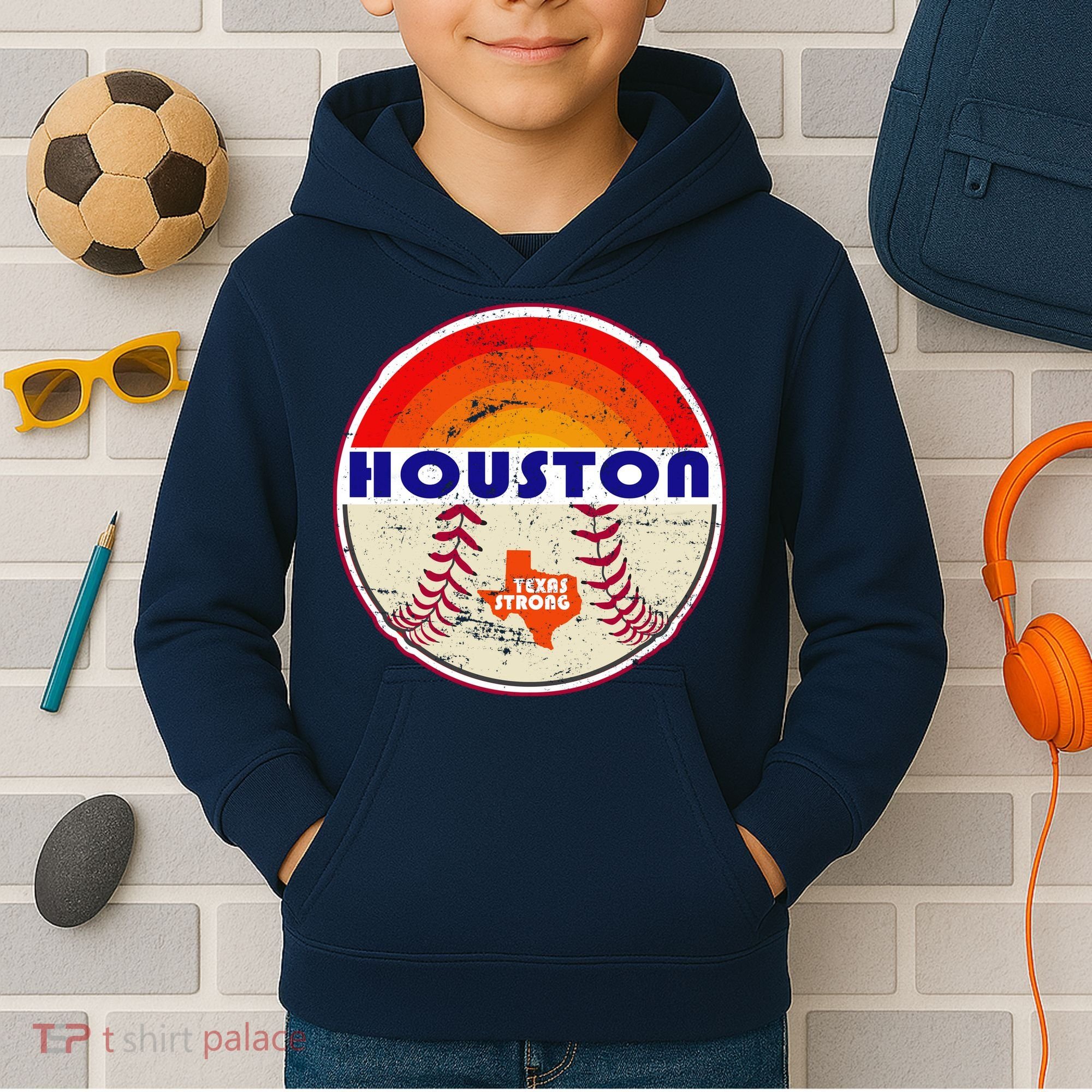 Houston Baseball Texas Strong Kids Hoodie