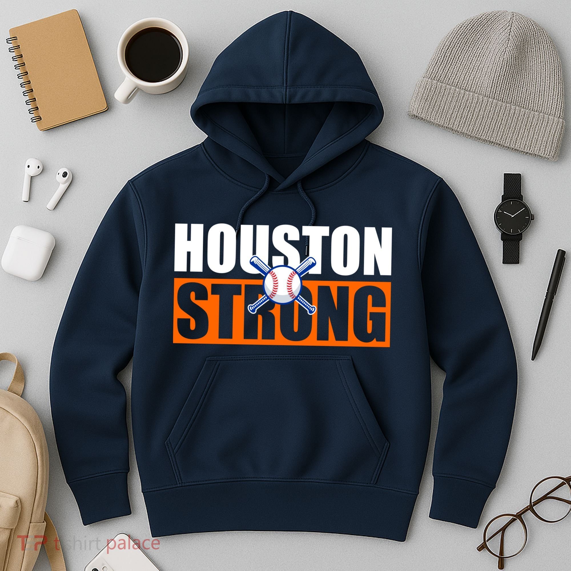 Houston Strong Baseball Bats Logo Hoodie
