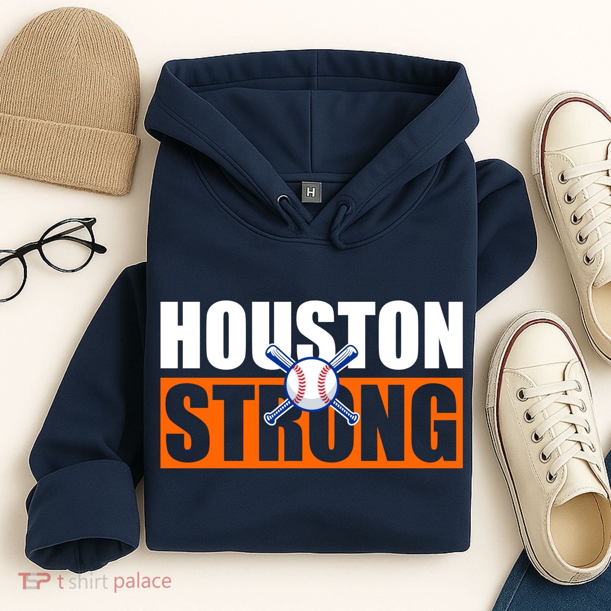 Houston Strong Baseball Bats Logo Hoodie