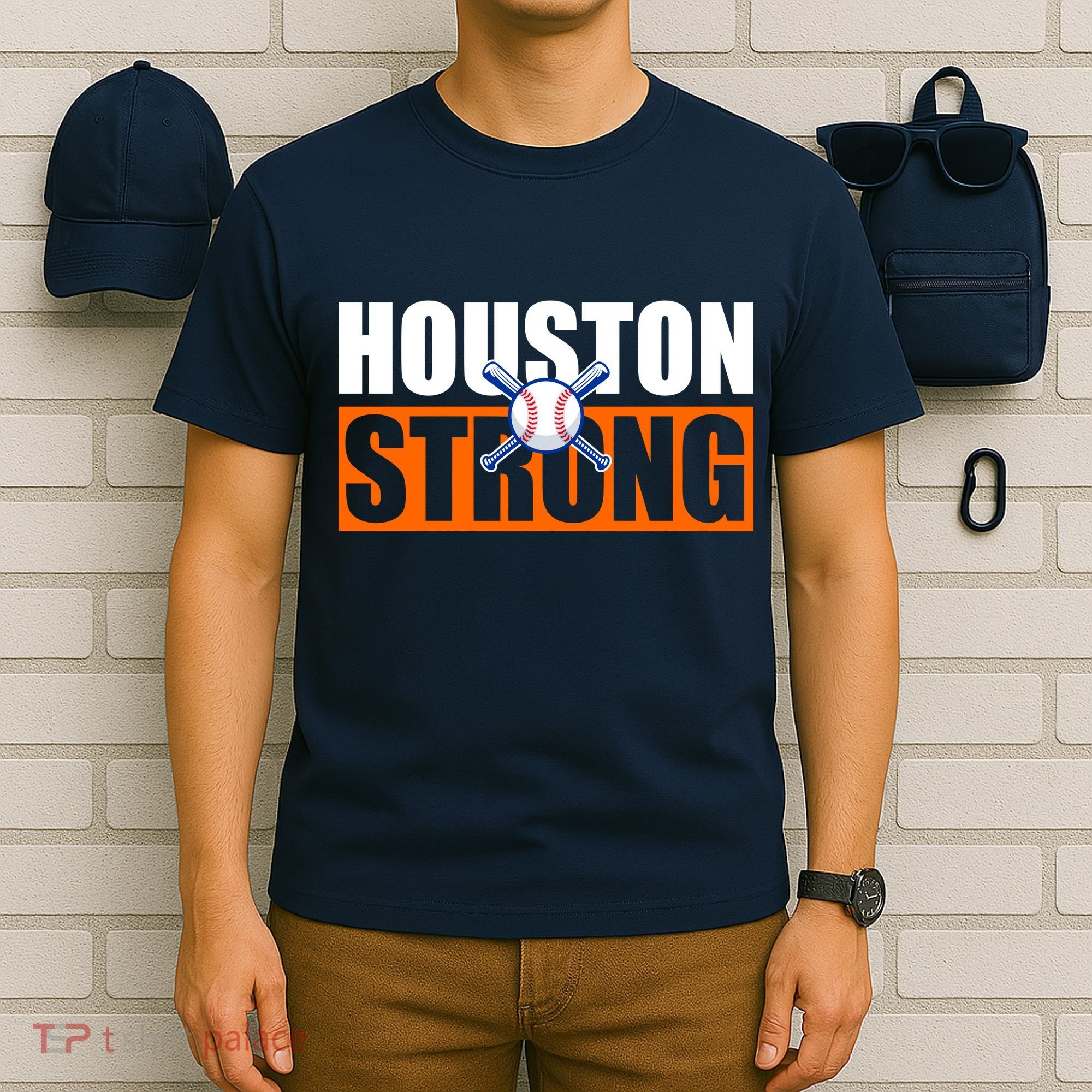 Houston Strong Baseball Bats Logo T-Shirt