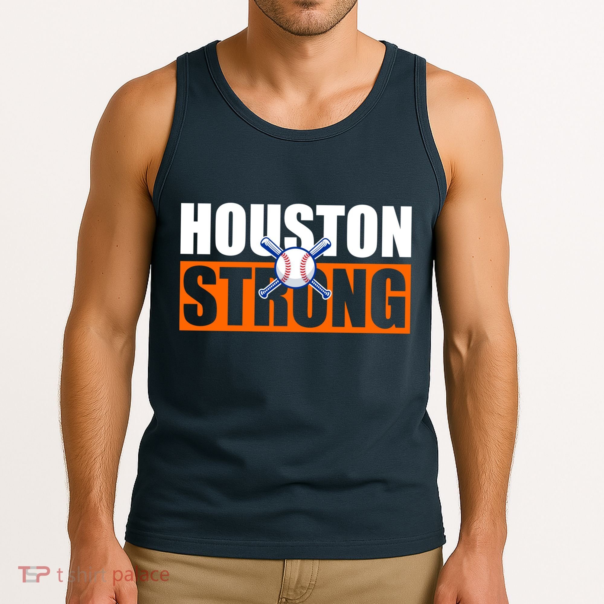 Houston Strong Baseball Bats Logo Tank Top