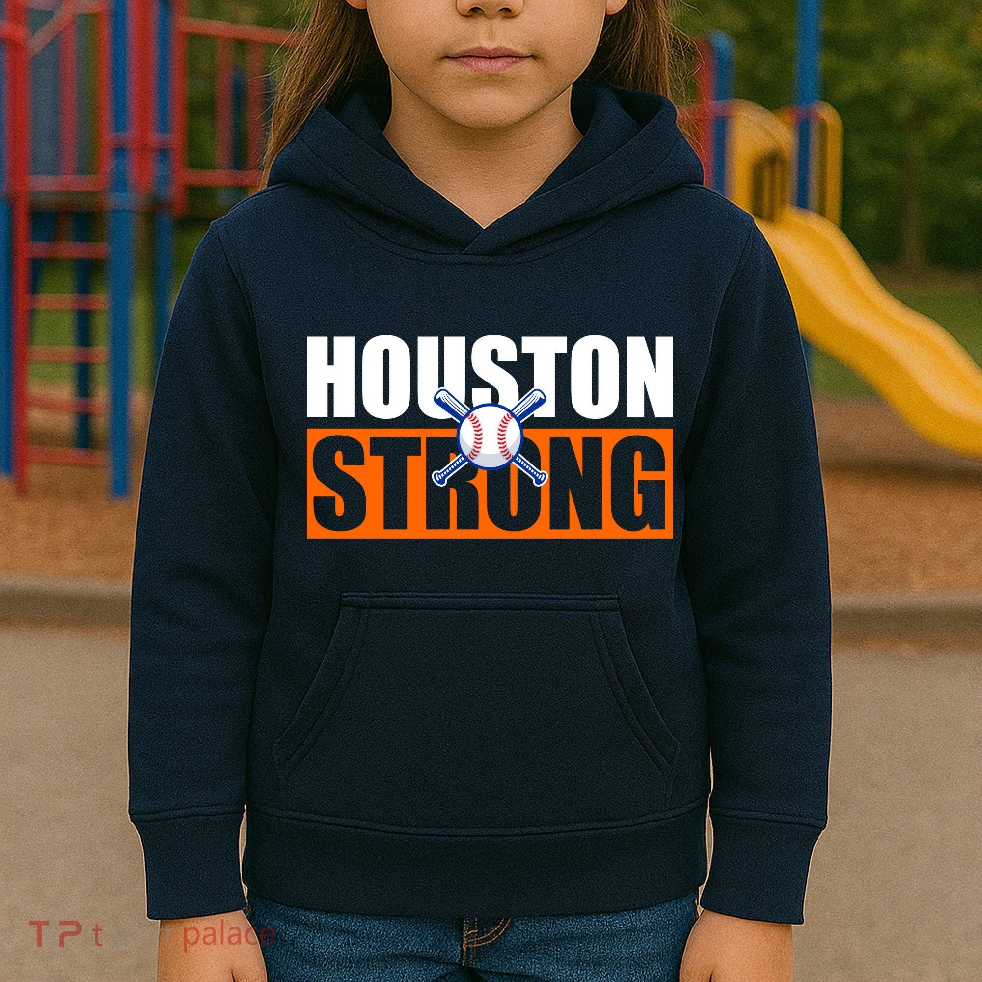 Houston Strong Baseball Bats Logo Kids Hoodie