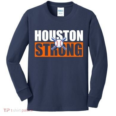 Houston Strong Baseball Bats Logo Kids Long Sleeve Shirt
