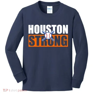 Houston Strong Baseball Bats Logo Kids Long Sleeve Shirt