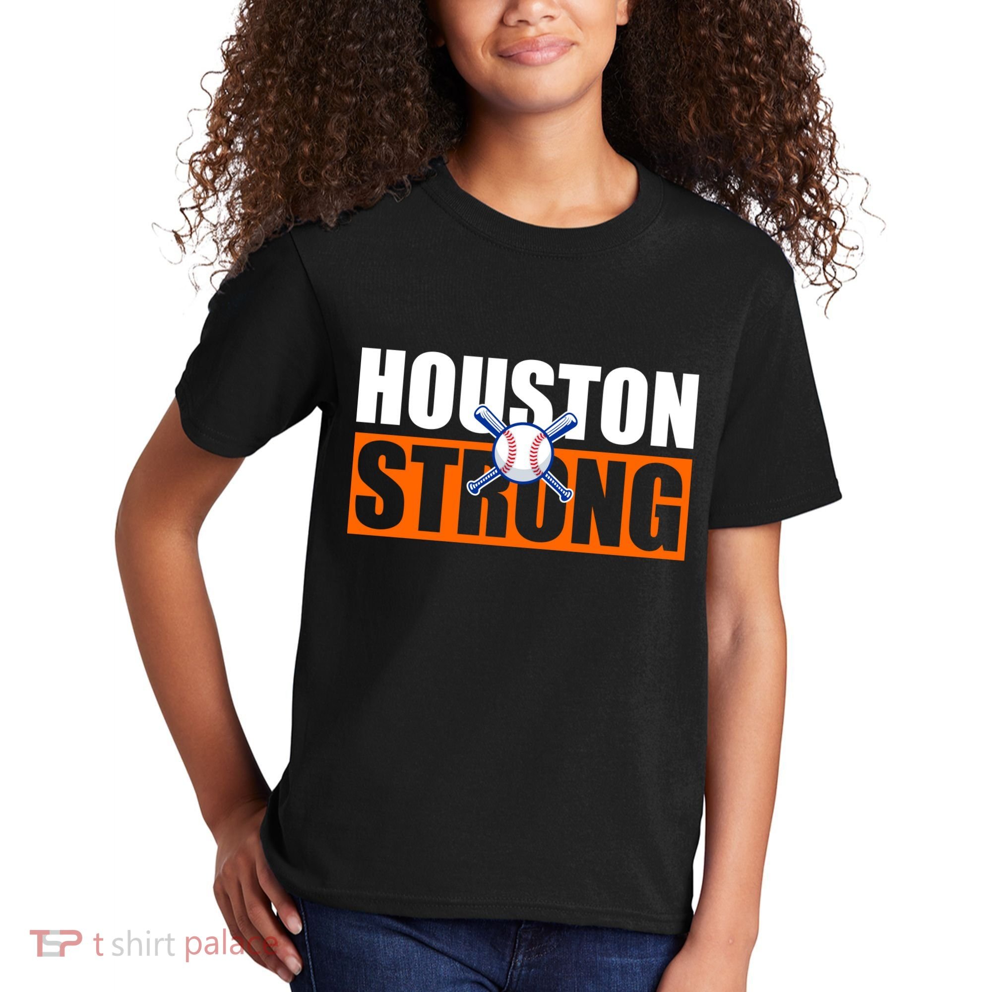 Houston Strong Baseball Bats Logo Kids T-Shirt