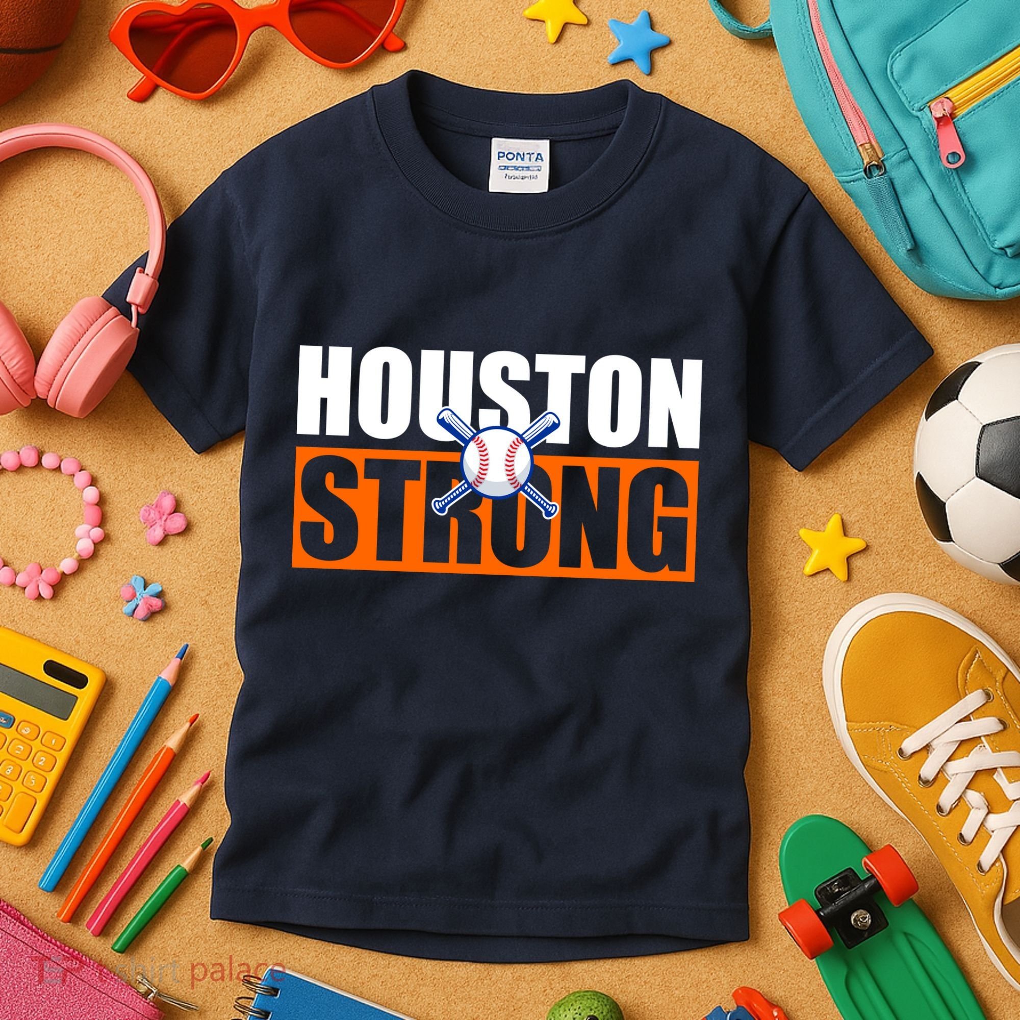 Houston Strong Baseball Bats Logo Kids T-Shirt