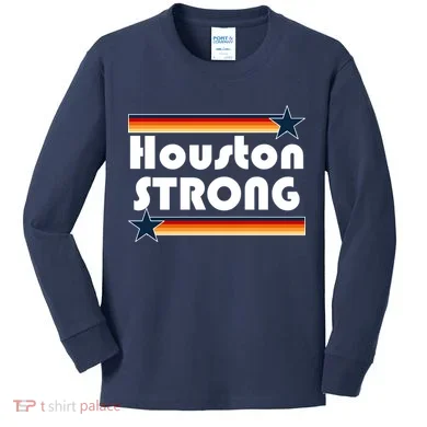 Houston Strong Baseball Star Logo Kids Long Sleeve Shirt
