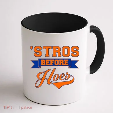 Houston 'Stros Before Hoes Baseball Script Coffee Mug back