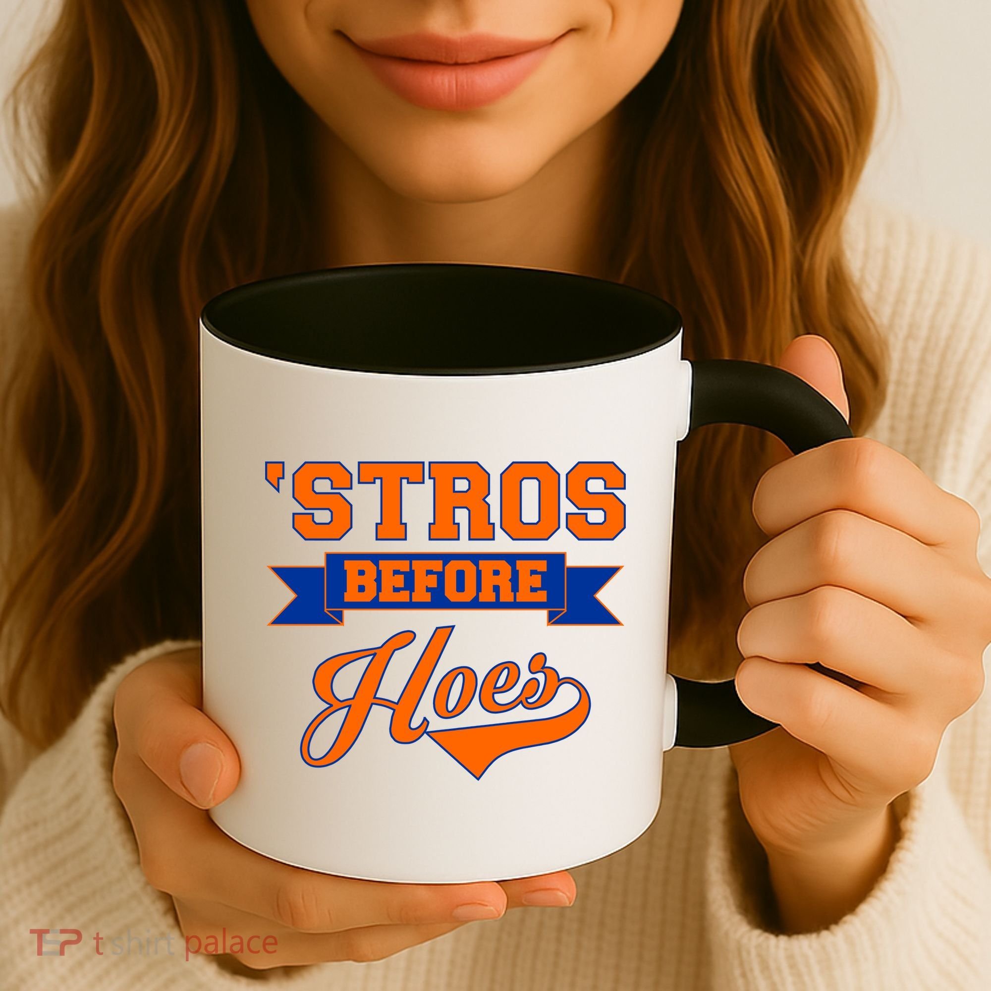 Houston 'Stros Before Hoes Baseball Script Coffee Mug