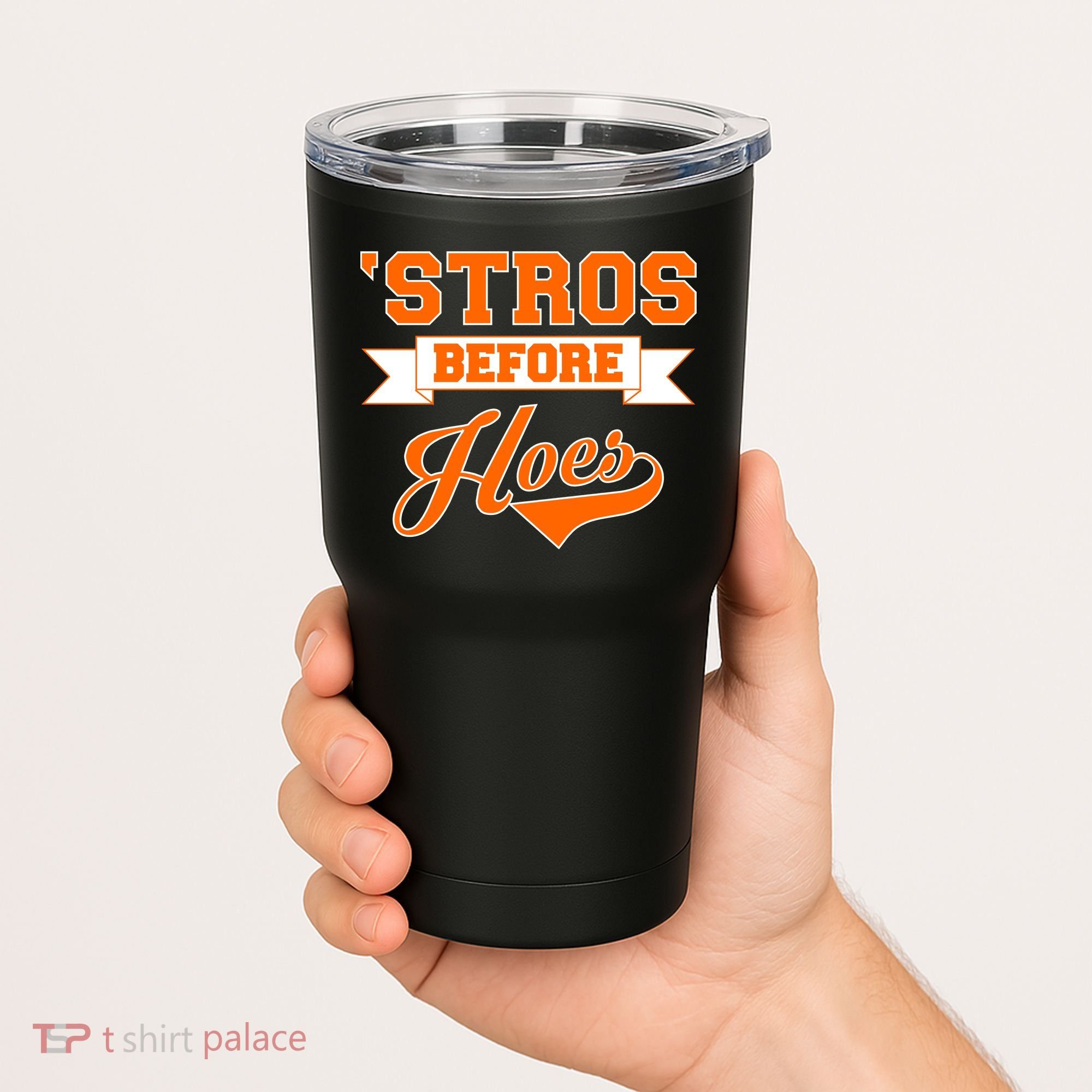 Houston 'Stros Before Hoes Baseball Script Tumbler