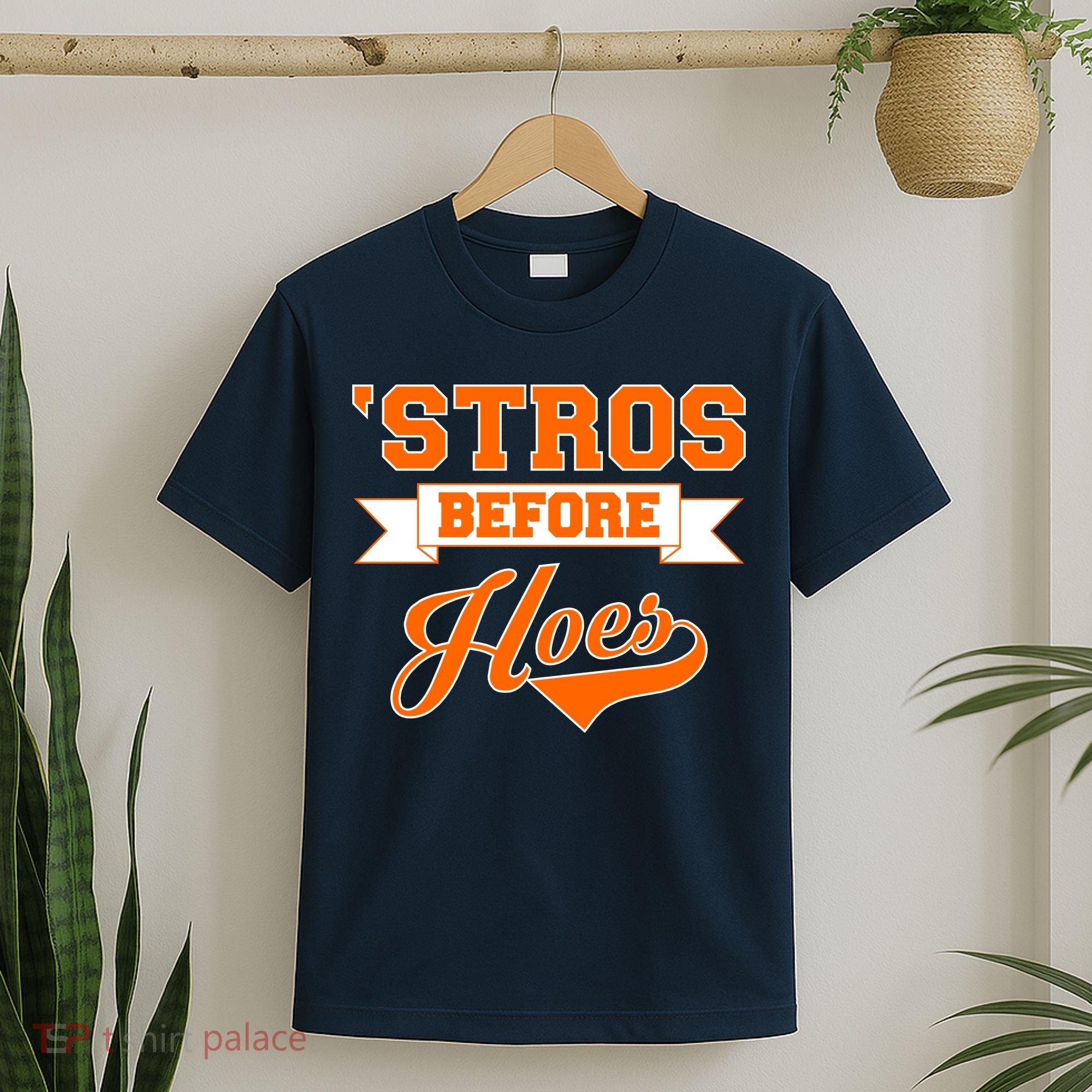 Houston 'Stros Before Hoes Baseball Script T-Shirt
