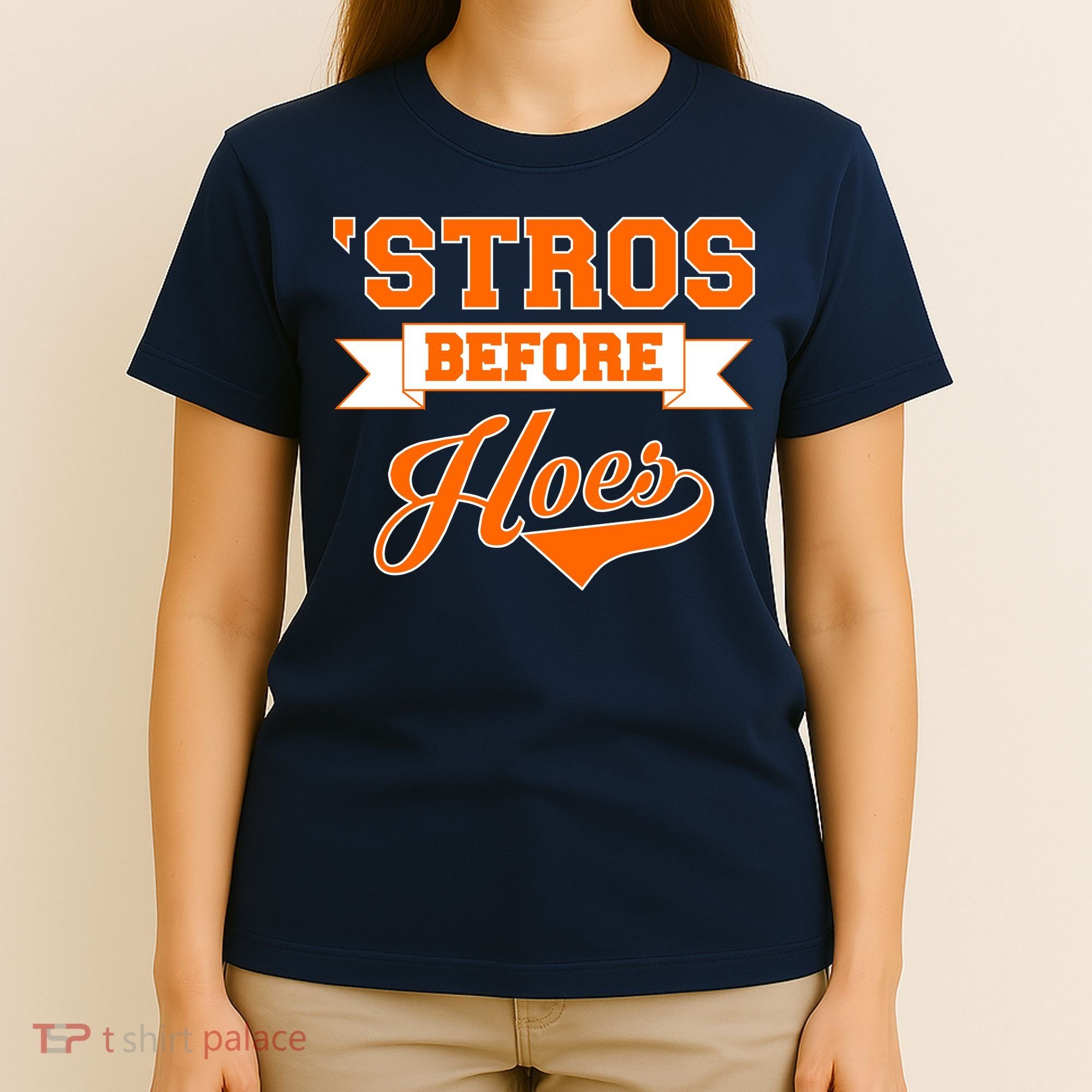 Houston 'Stros Before Hoes Baseball Script T-Shirt