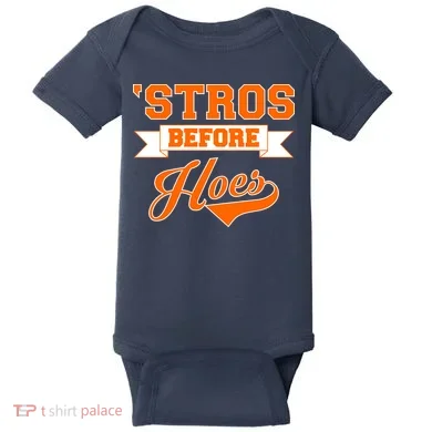 Houston 'Stros Before Hoes Baseball Script Baby Bodysuit