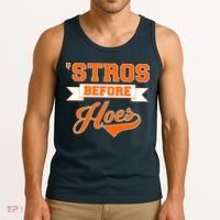 Houston 'Stros Before Hoes Baseball Script Tank Top thumb 3