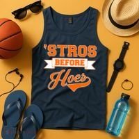 Houston 'Stros Before Hoes Baseball Script Tank Top thumb 4