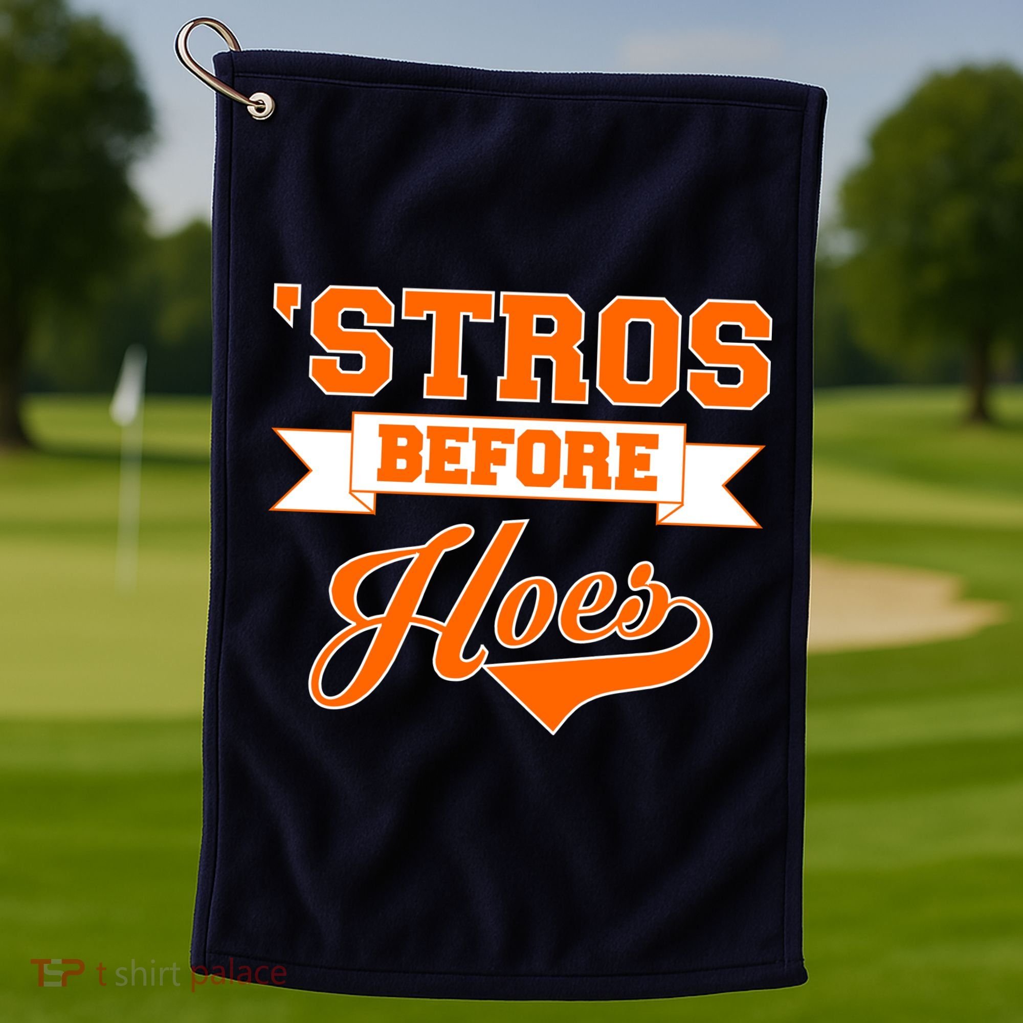 Houston 'Stros Before Hoes Baseball Script Golf Towel