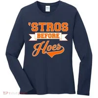 Houston 'Stros Before Hoes Baseball Script Women's Long Sleeve Shirt thumb 0