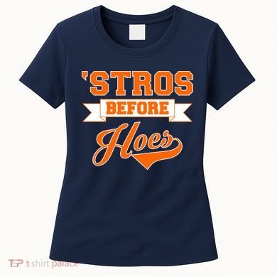 Houston 'Stros Before Hoes Baseball Script Women's T-Shirt