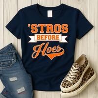 Houston 'Stros Before Hoes Baseball Script Women's T-Shirt thumb 3