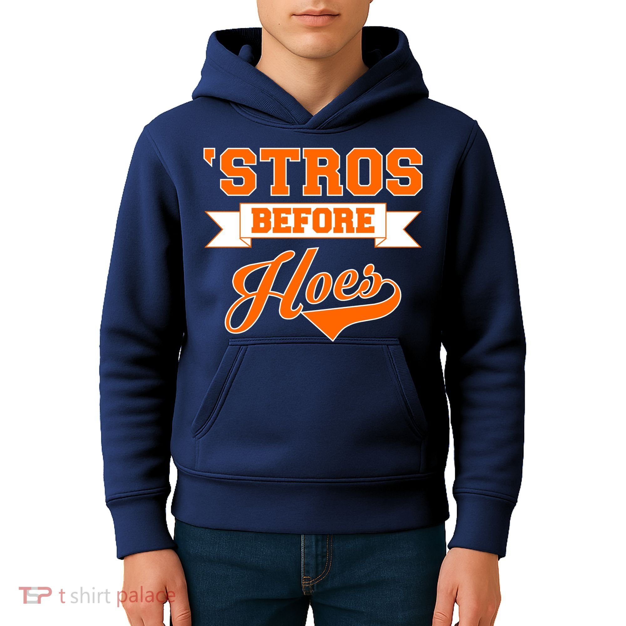 Houston 'Stros Before Hoes Baseball Script Kids Hoodie